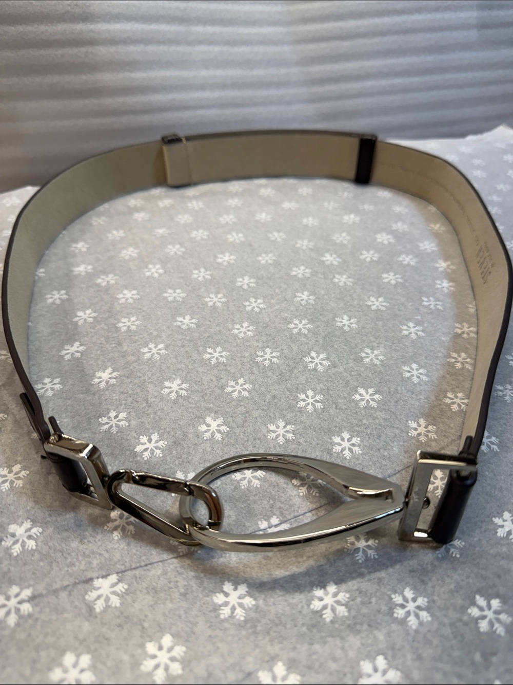 Steve Madden Brown  Leather Belt with Silver Twisted-Link Buckle